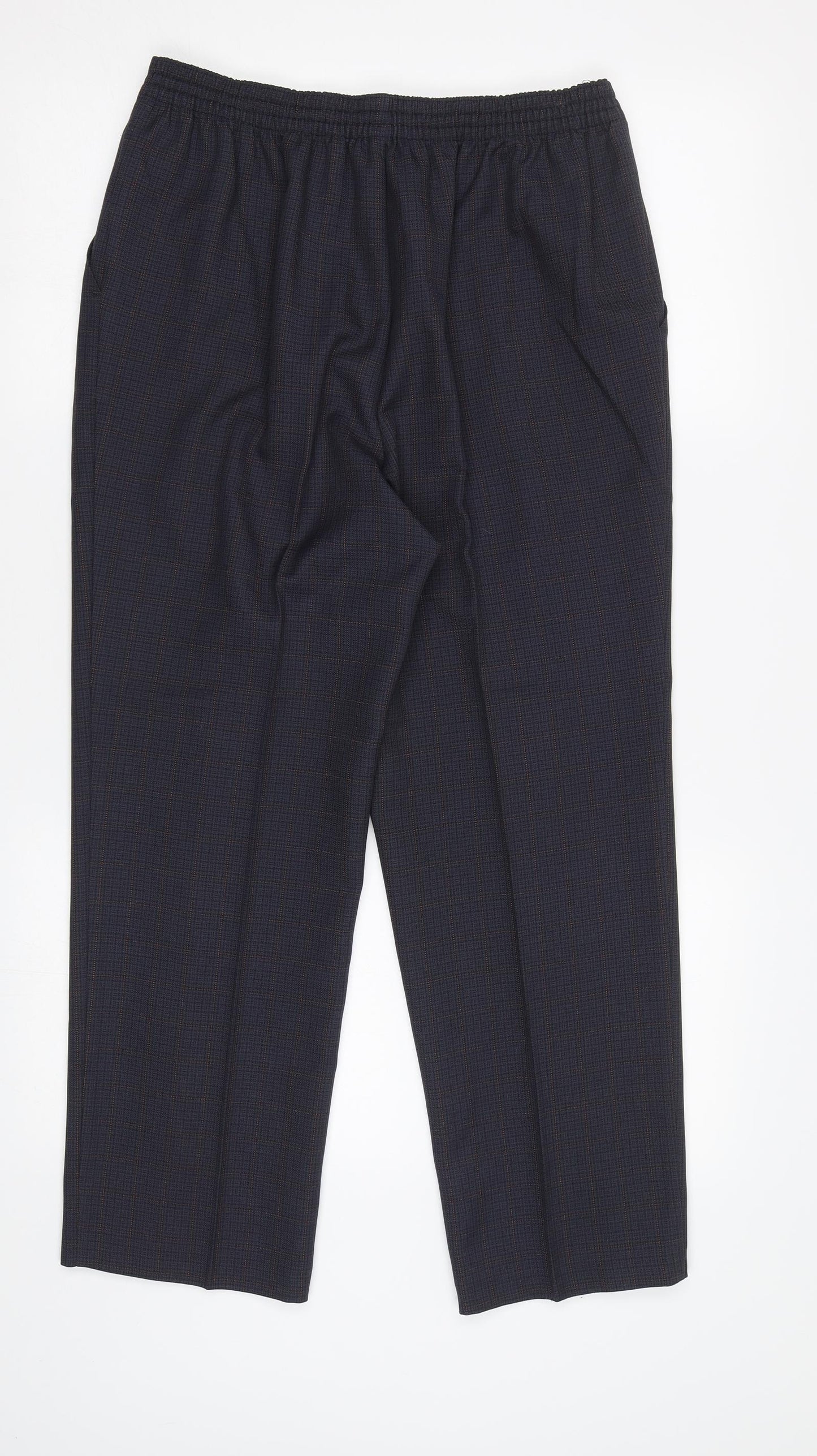 M&S Womens Blue Check  Dress Pants Trousers Size 12 L27 in
