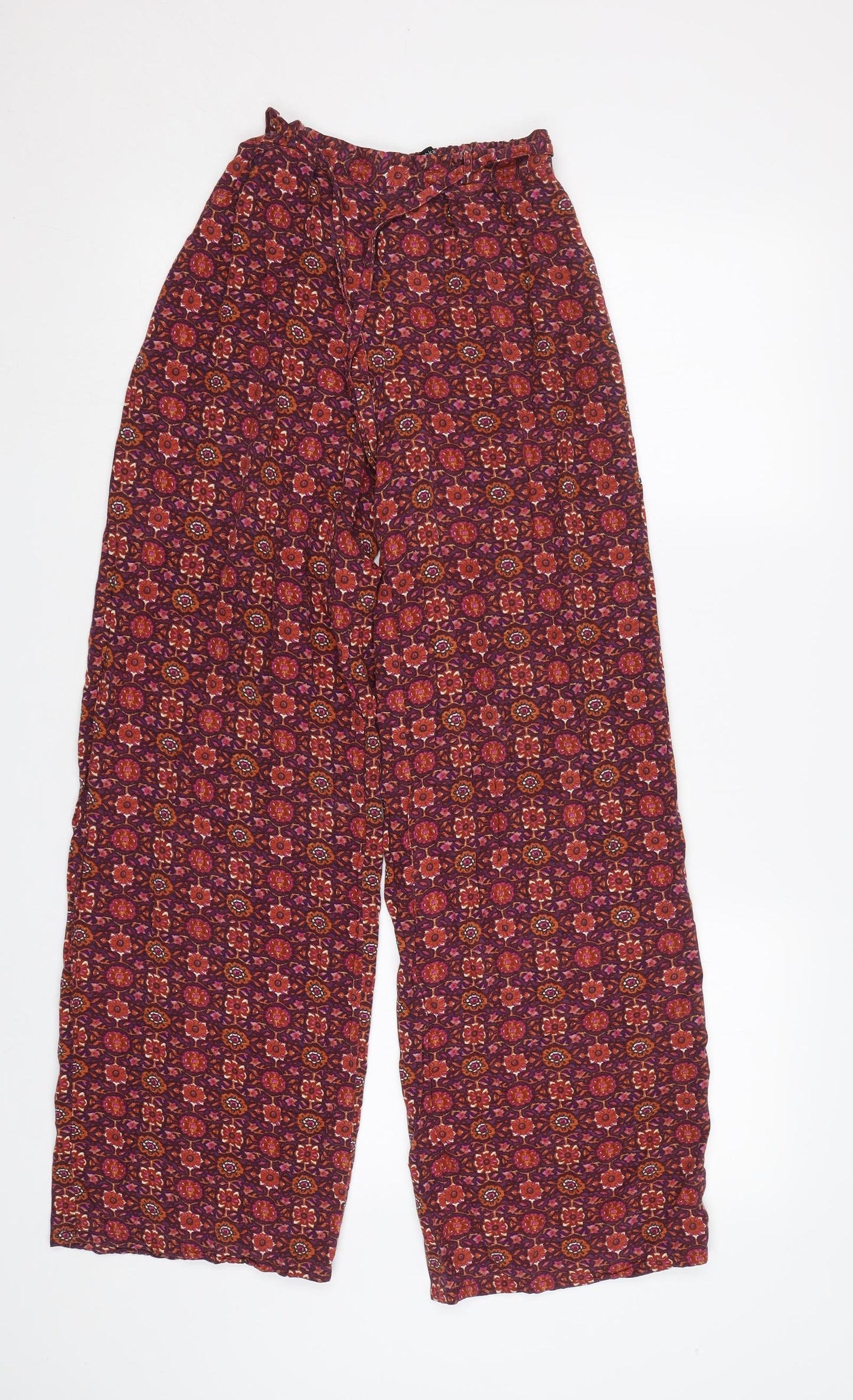 Bershka Womens Red Floral  Trousers  Size XS L28 in - Elastic Waist Band