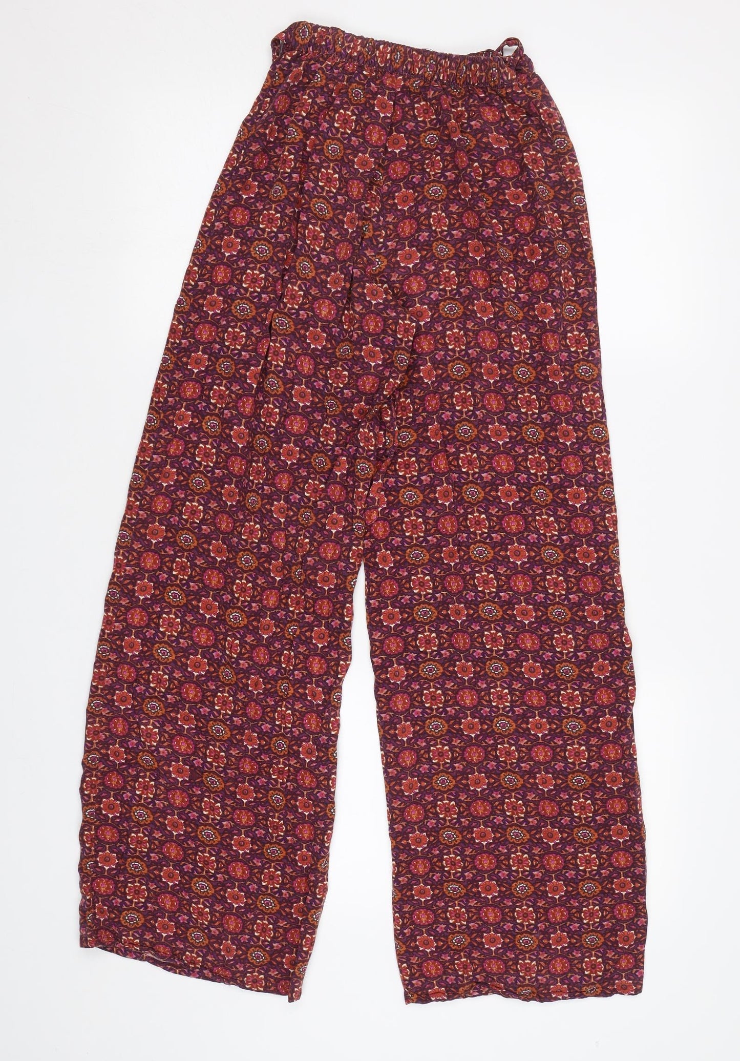 Bershka Womens Red Floral  Trousers  Size XS L28 in - Elastic Waist Band