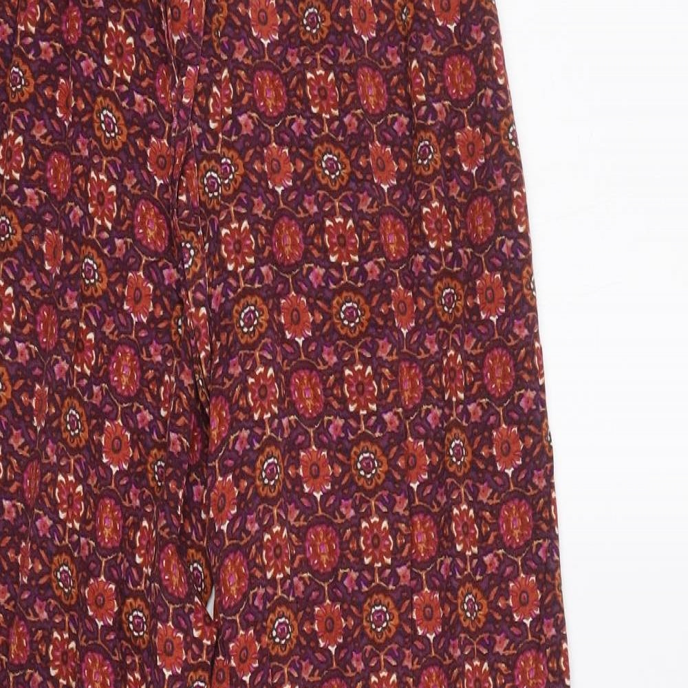 Bershka Womens Red Floral  Trousers  Size XS L28 in - Elastic Waist Band