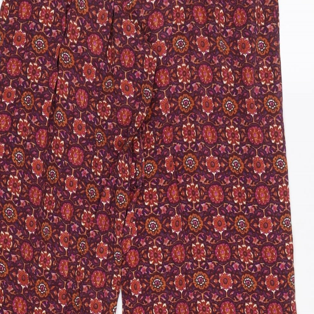 Bershka Womens Red Floral  Trousers  Size XS L28 in - Elastic Waist Band