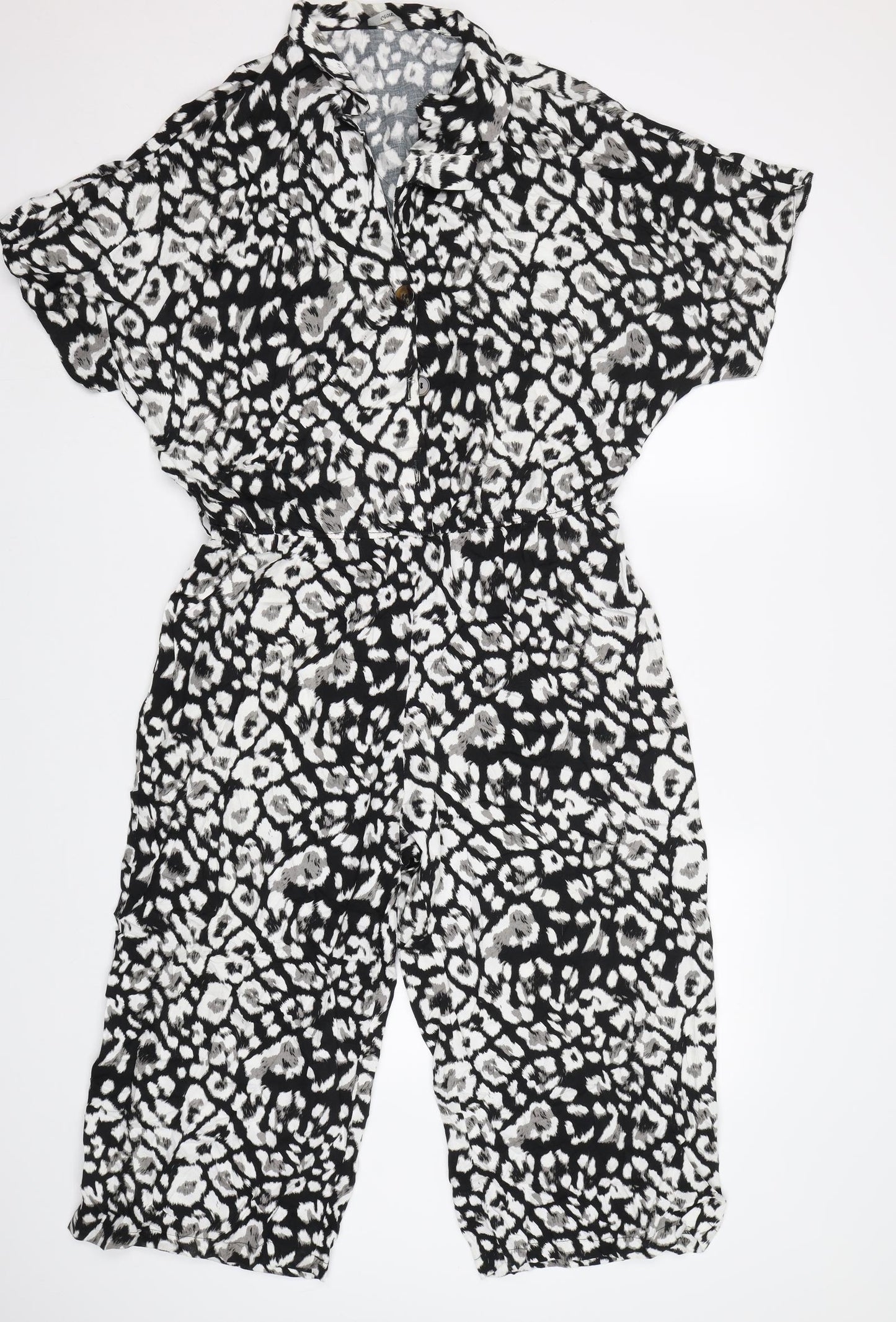 George Womens Black Animal Print  Jumpsuit One-Piece Size 14