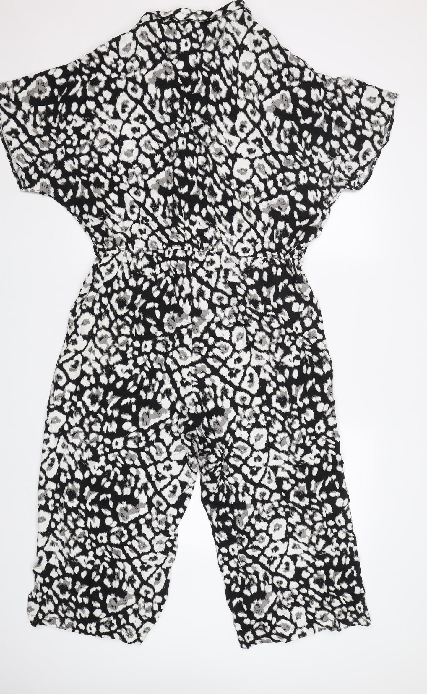 George Womens Black Animal Print  Jumpsuit One-Piece Size 14