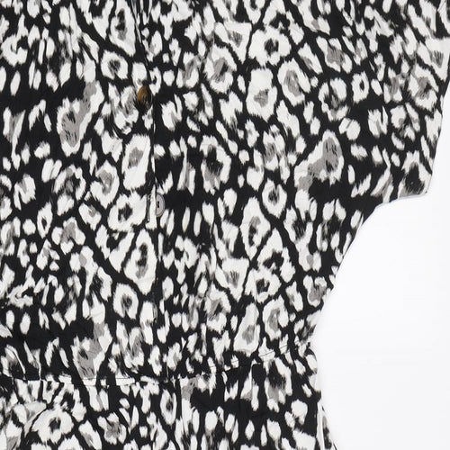 George Womens Black Animal Print  Jumpsuit One-Piece Size 14