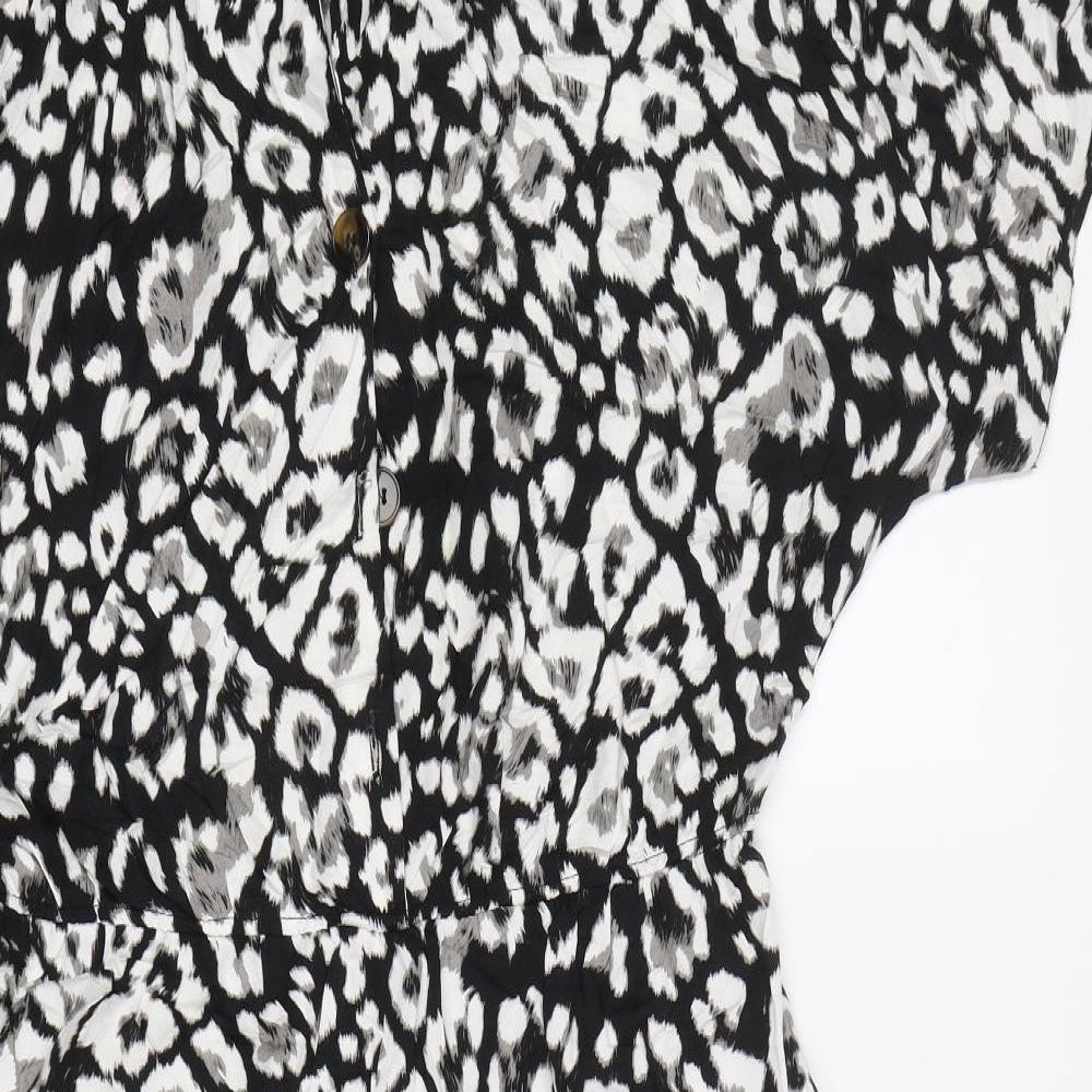 George Womens Black Animal Print  Jumpsuit One-Piece Size 14