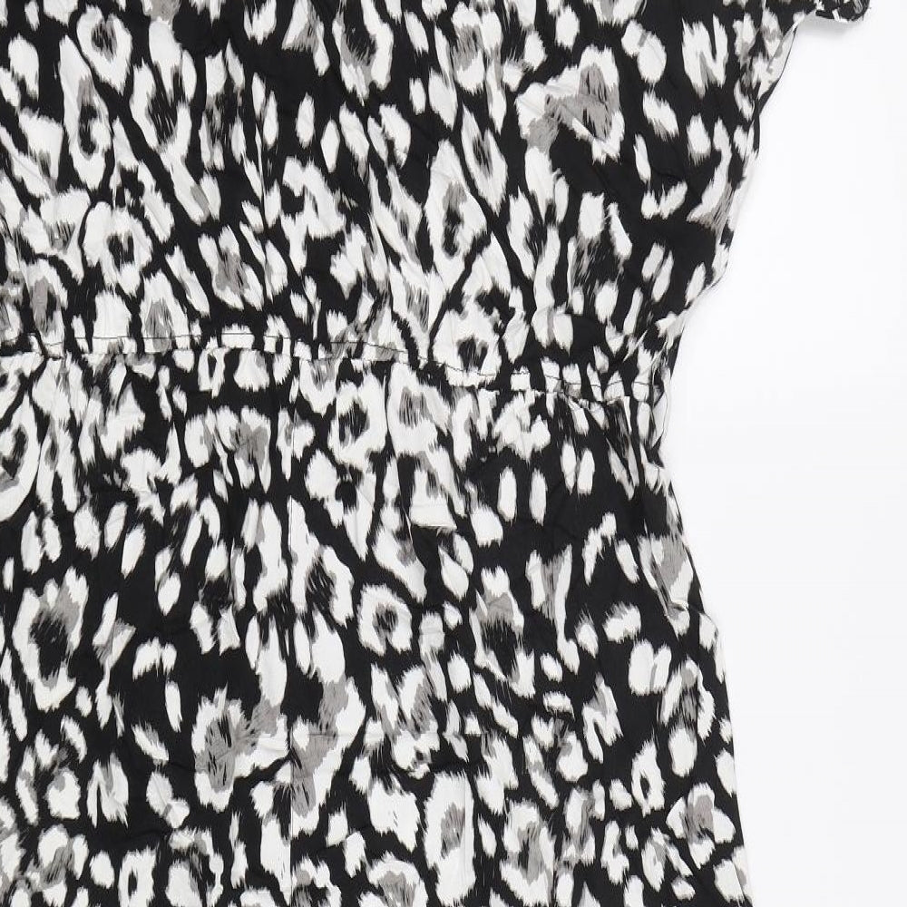 George Womens Black Animal Print  Jumpsuit One-Piece Size 14