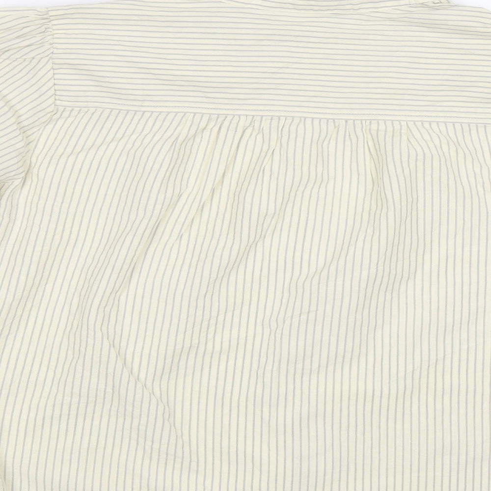 M&S Womens Ivory Striped  Basic Button-Up Size 12
