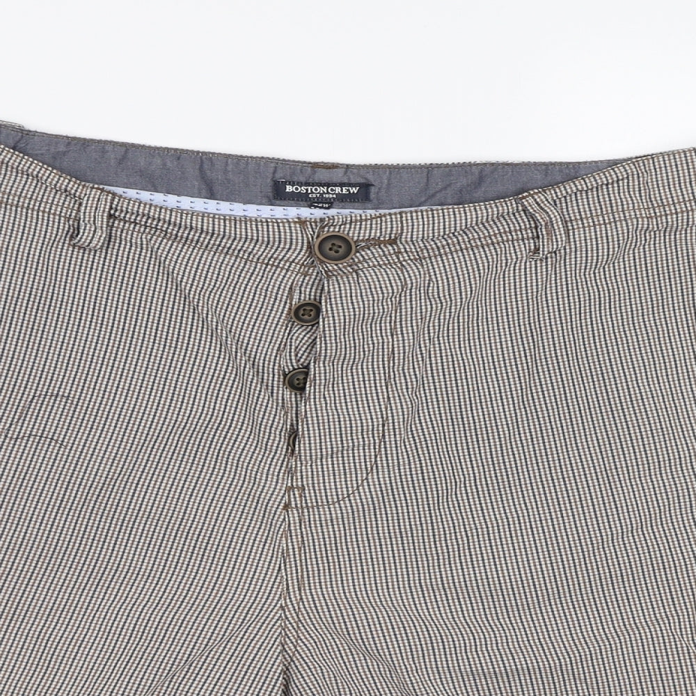 Boston Crew Mens Brown Check  Chino Shorts Size 42