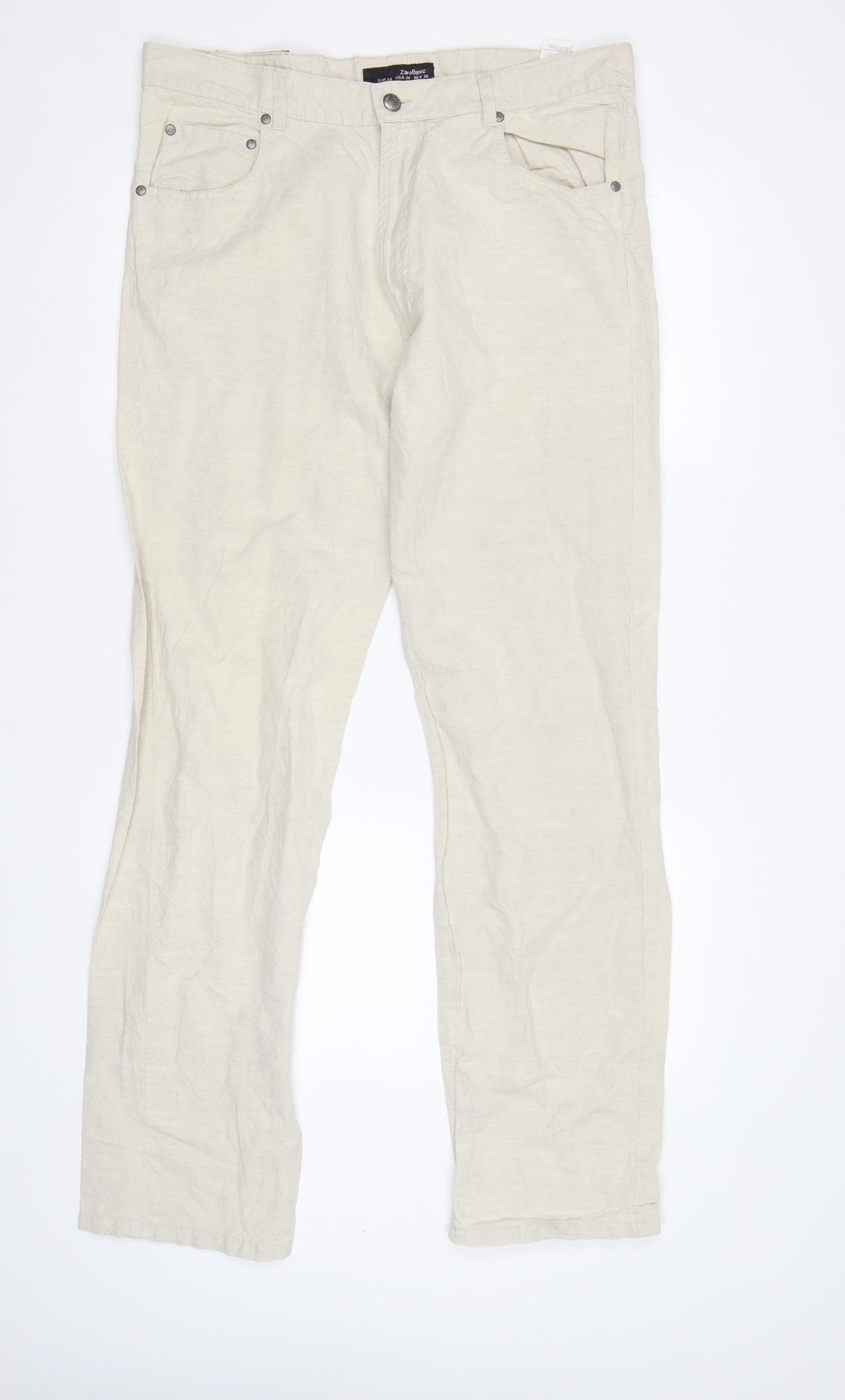 Zara Womens Beige   Chino Trousers Size 16 L32 in