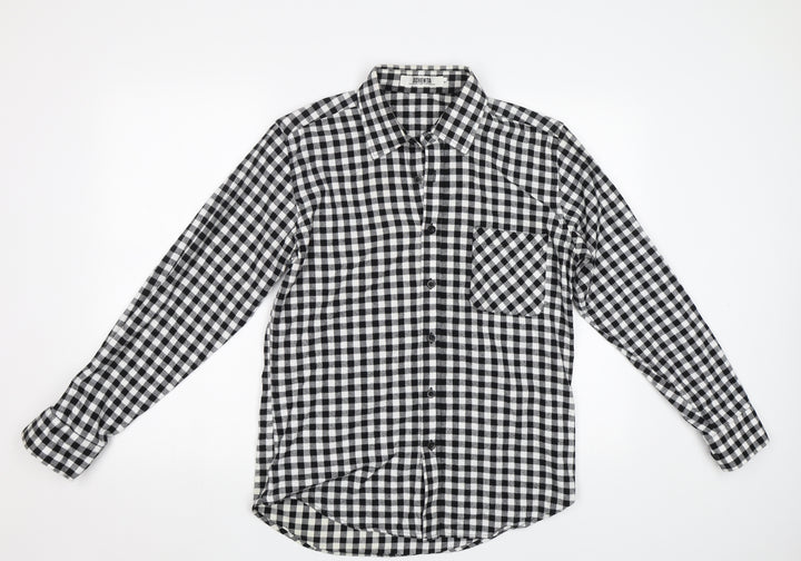Ochenta Mens Black Check Button-Up Size L