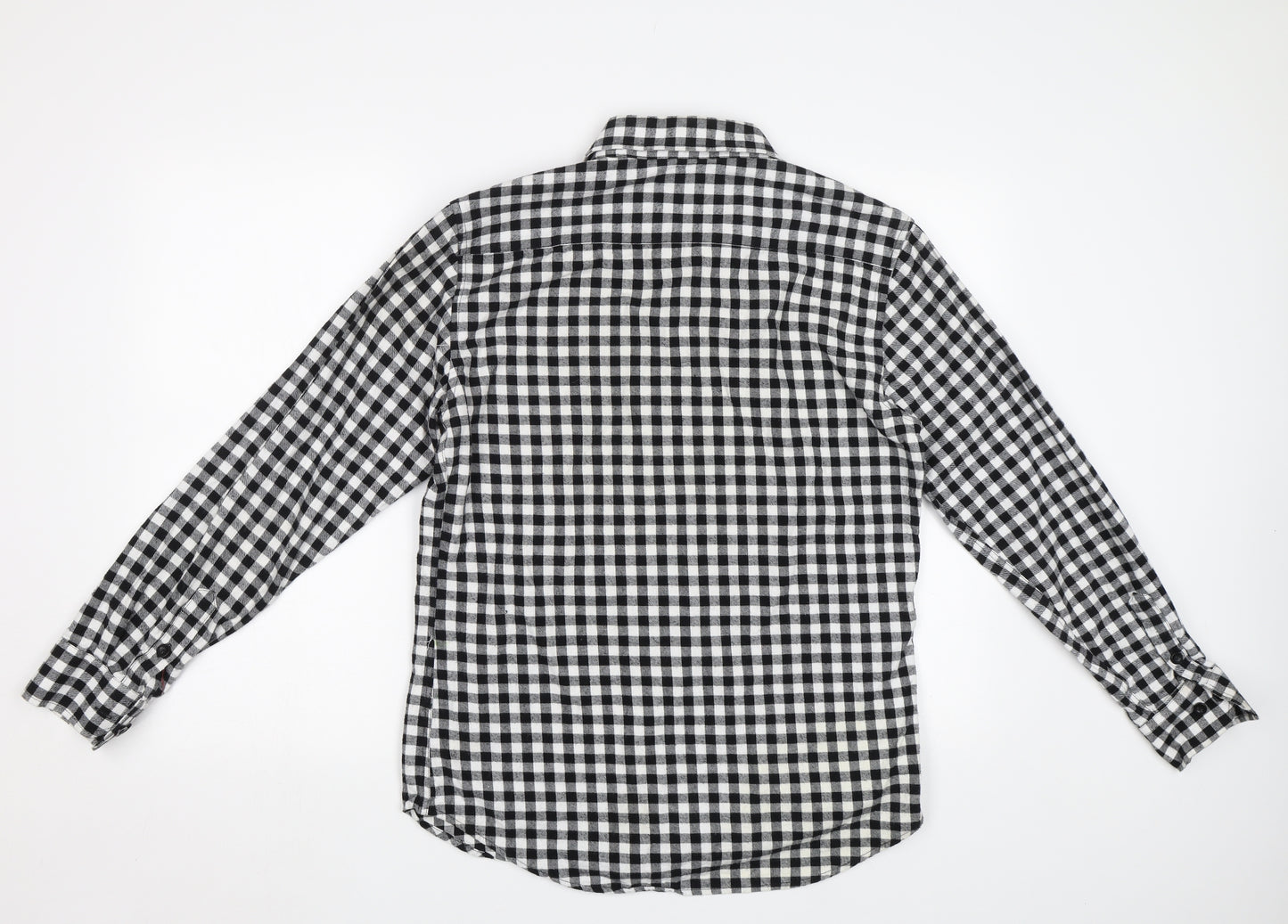 Ochenta Mens Black Check   Button-Up Size L
