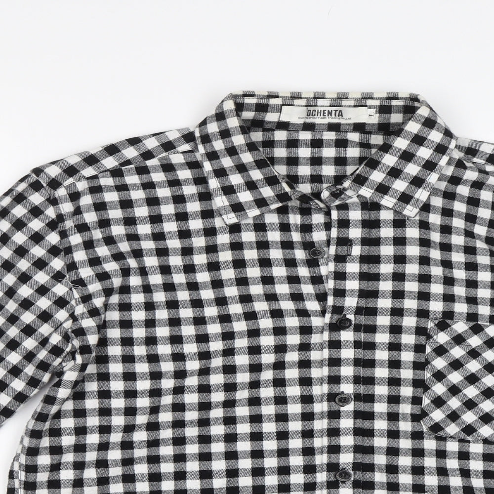 Ochenta Mens Black Check   Button-Up Size L