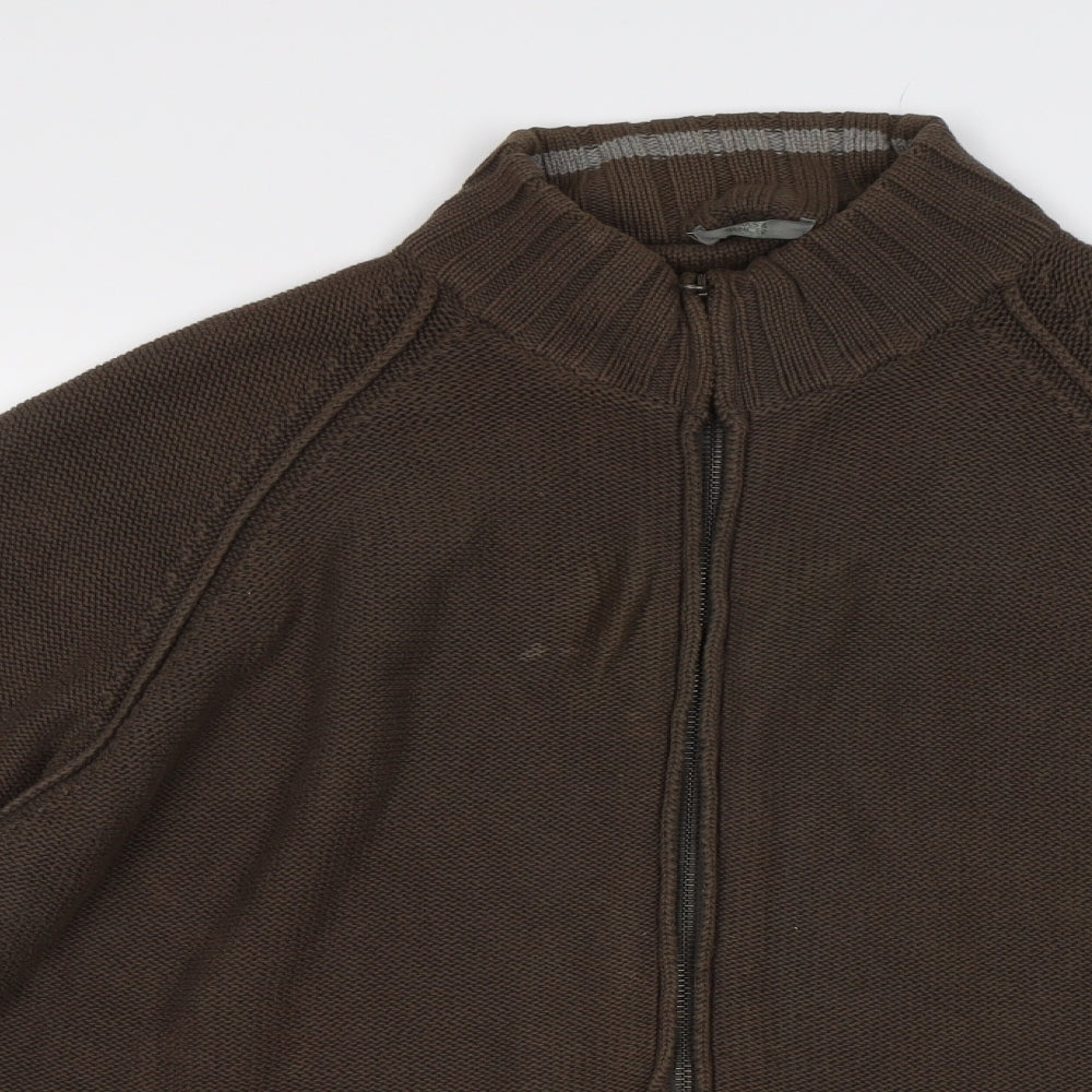 M&S Mens Brown   Full Zip Jumper Size L