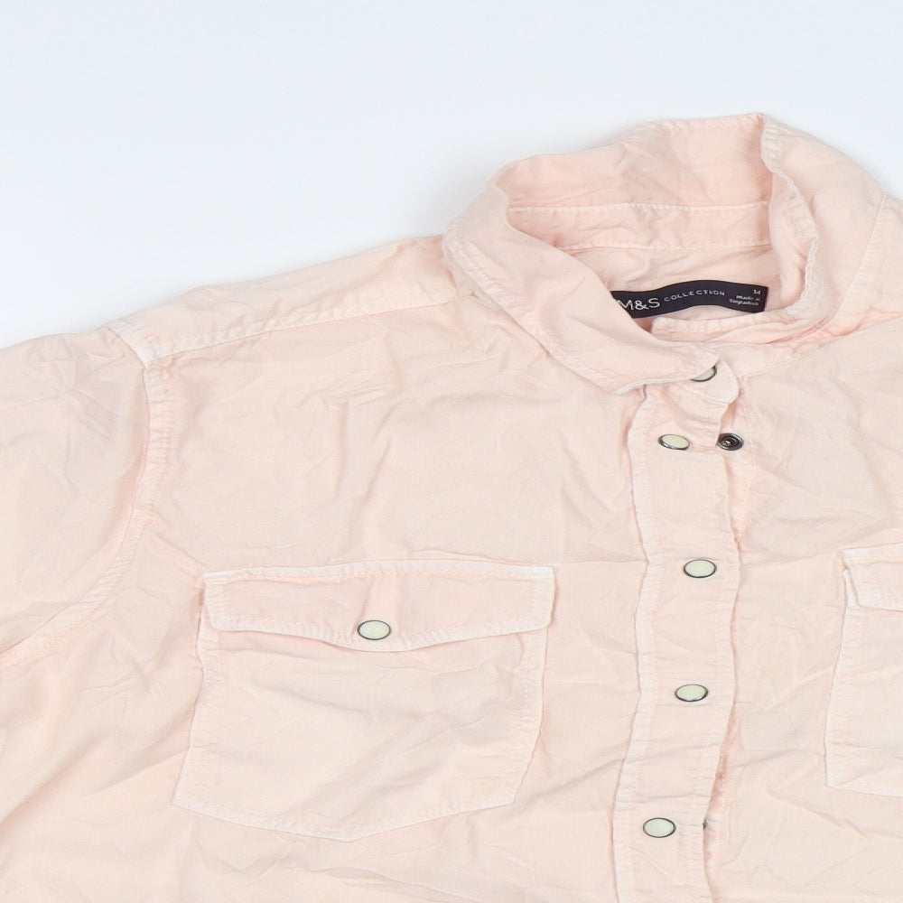 M&S Womens Pink   Basic Button-Up Size M