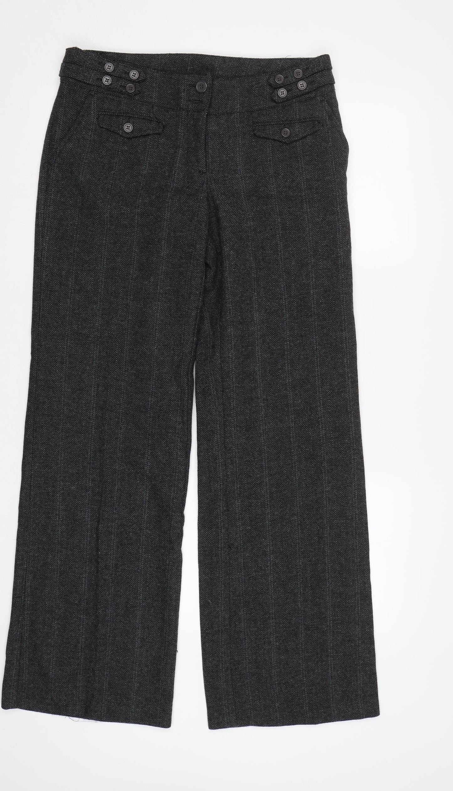 H&M Womens Grey Striped  Dress Pants Trousers Size 12 L31 in