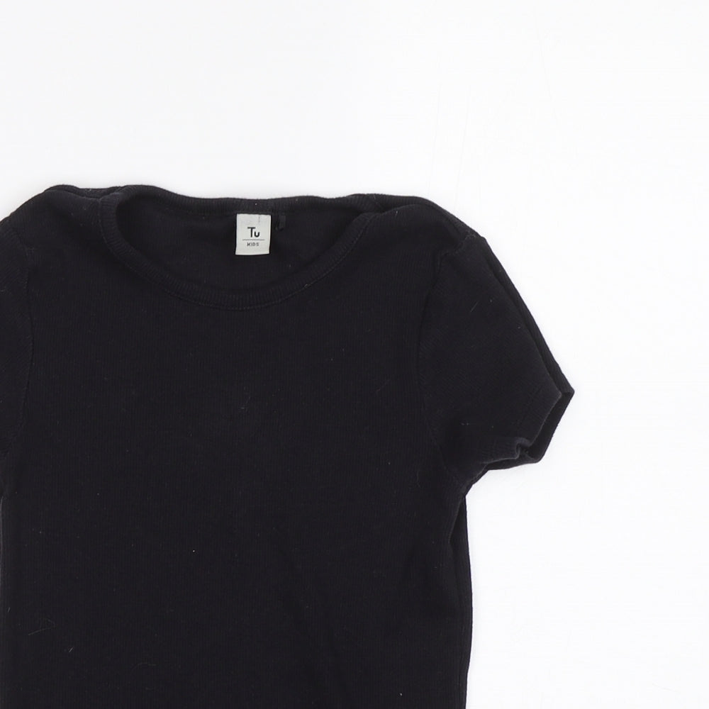 TU Girls Black   Basic T-Shirt Size 8 Years
