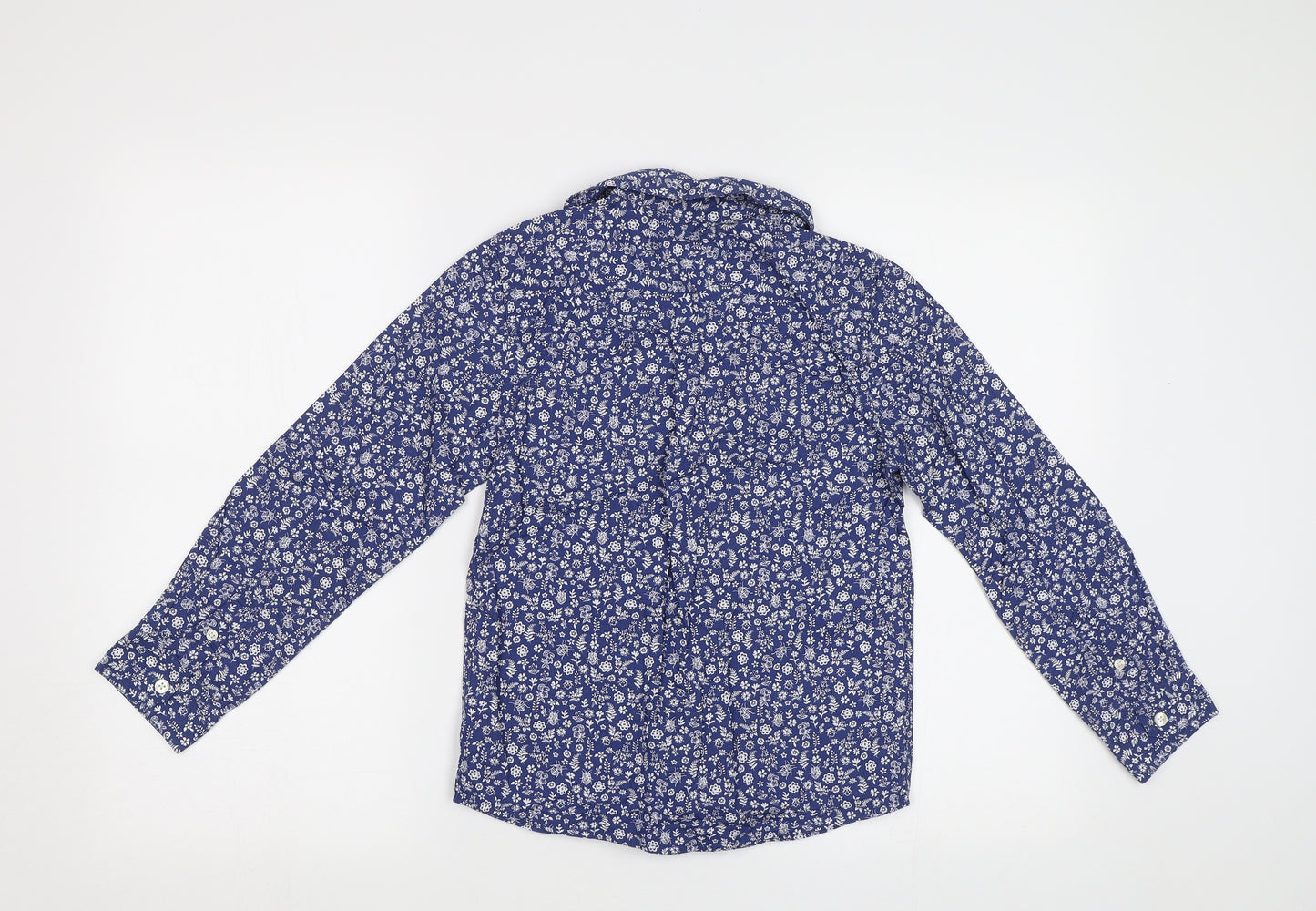 John Lewis Girls Blue Floral  Basic Button-Up Size 10 Years