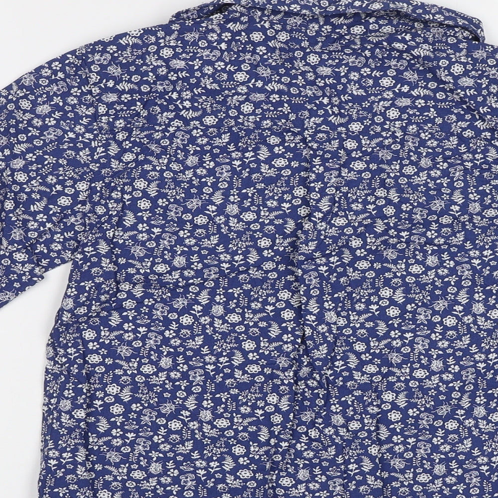 John Lewis Girls Blue Floral  Basic Button-Up Size 10 Years