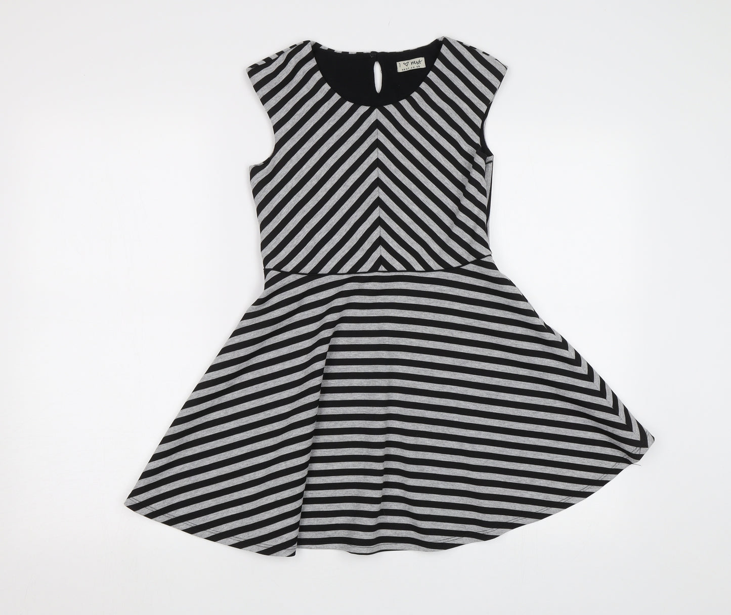 NEXT Girls Grey Striped  Fit & Flare  Size 10 Years
