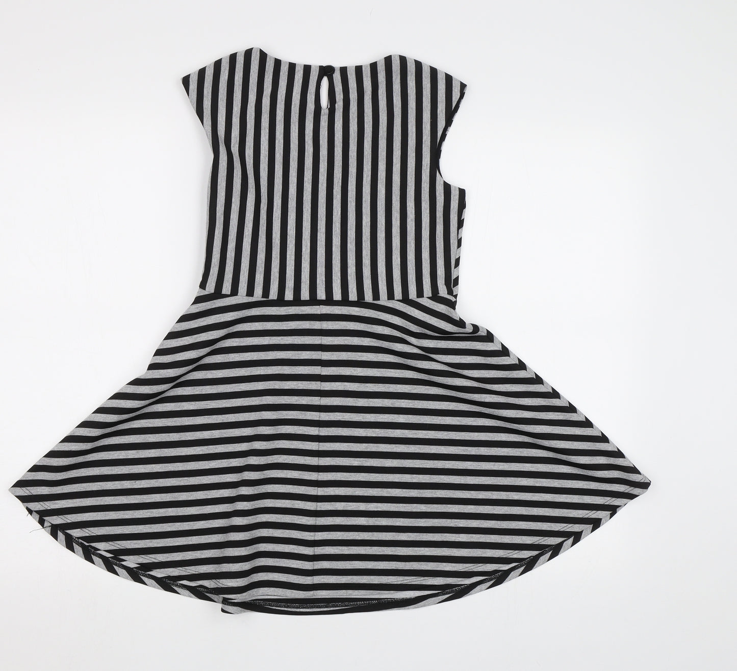 NEXT Girls Grey Striped  Fit & Flare  Size 10 Years