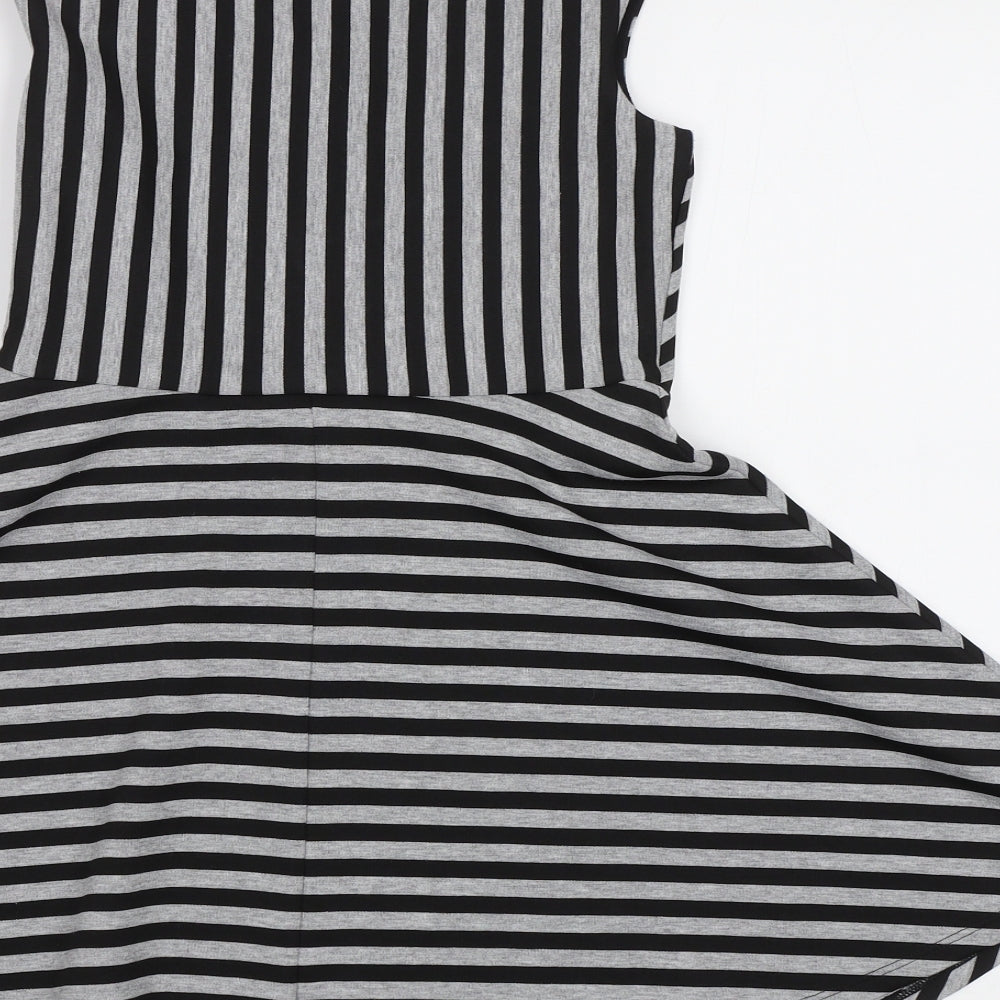 NEXT Girls Grey Striped  Fit & Flare  Size 10 Years
