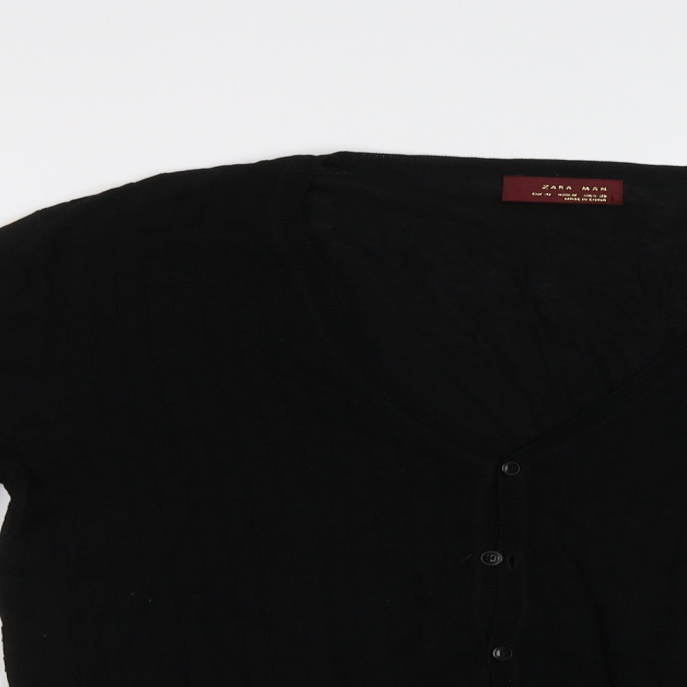 Zara Mens Black   Cardigan Jumper Size M