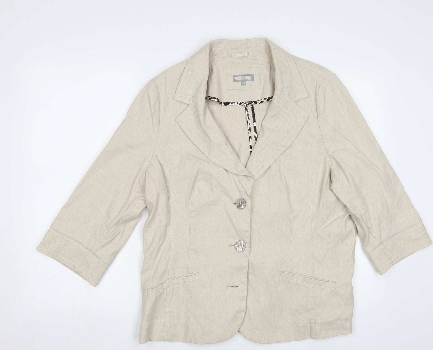 Per Una Womens Beige  Canvas Jacket Blazer Size 20