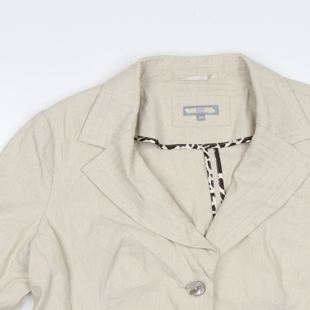 Per Una Womens Beige  Canvas Jacket Blazer Size 20