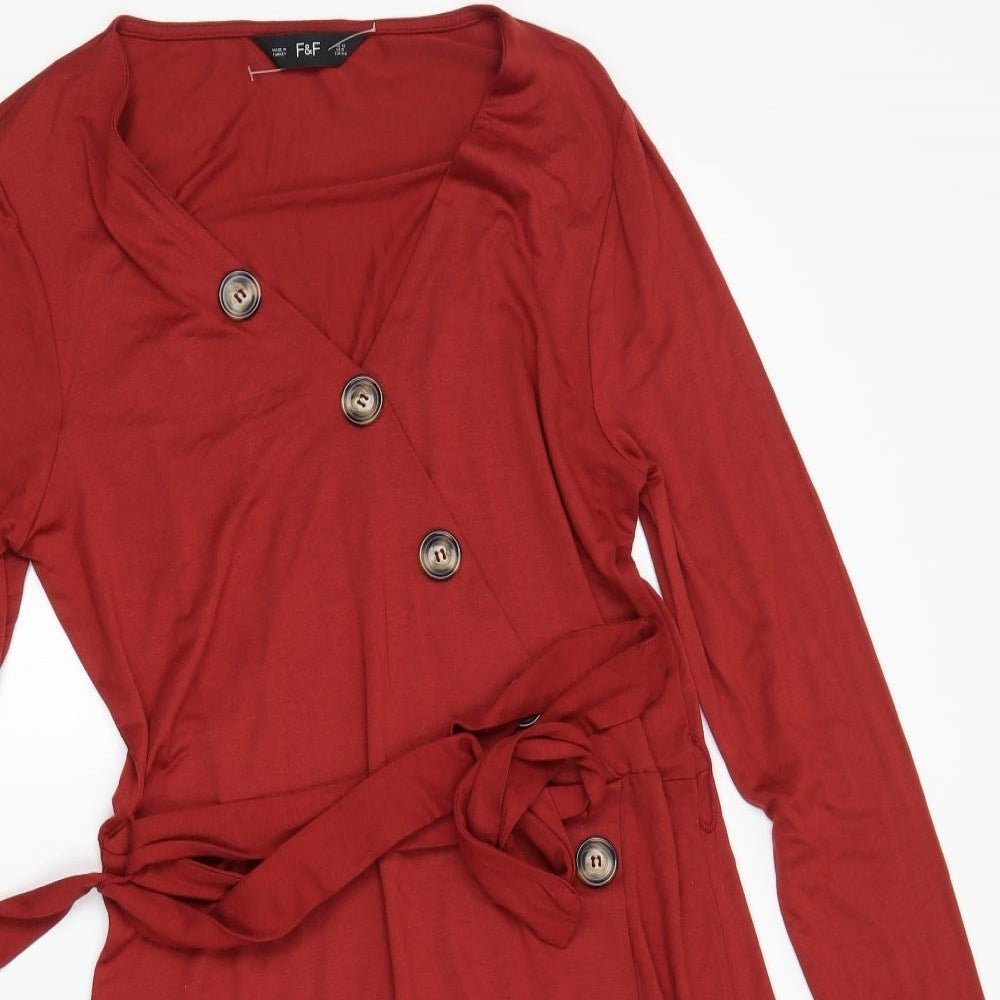 F&F Womens Orange   Wrap Dress  Size 12