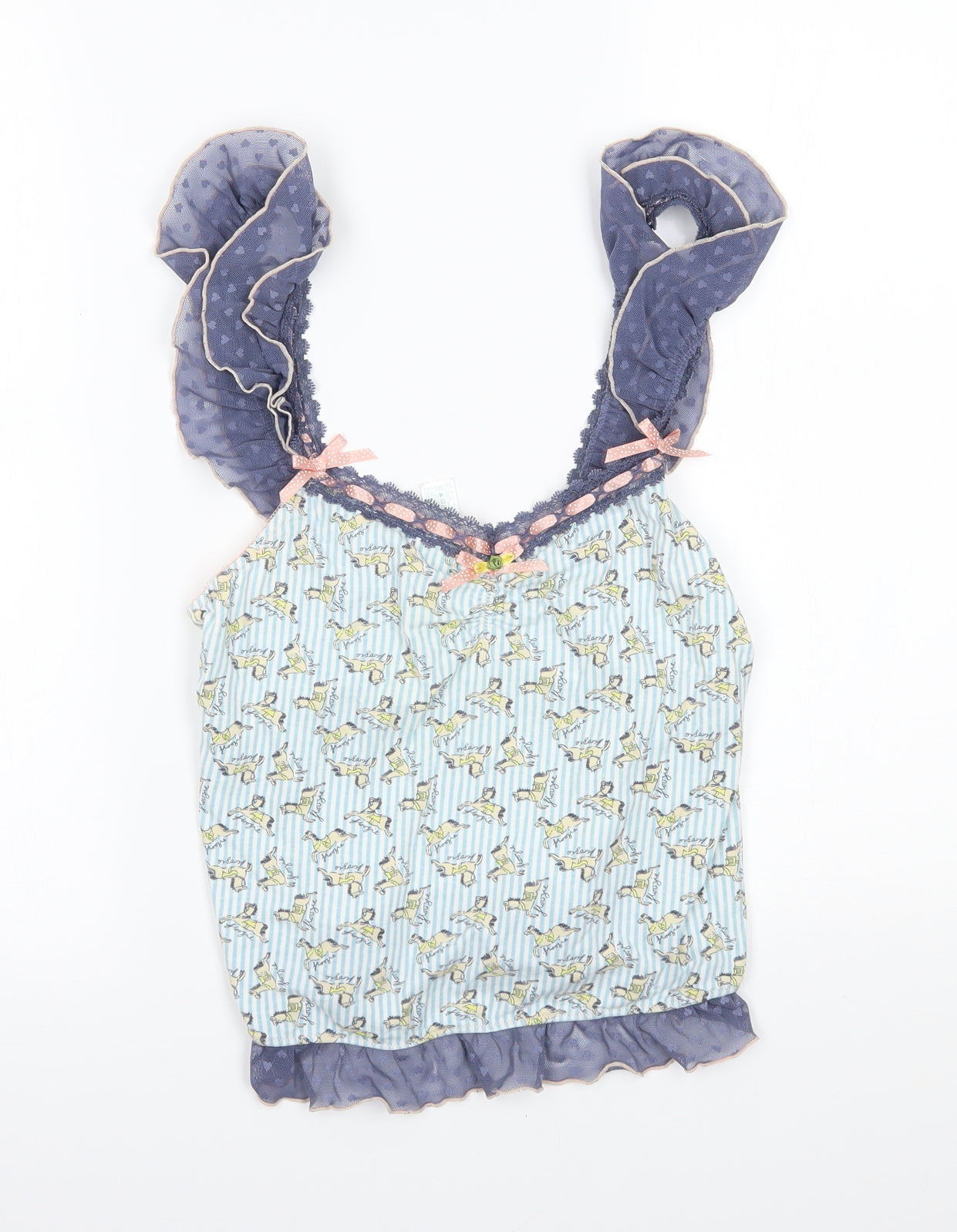 Floozie Womens Blue Striped  Basic Tank Size 10