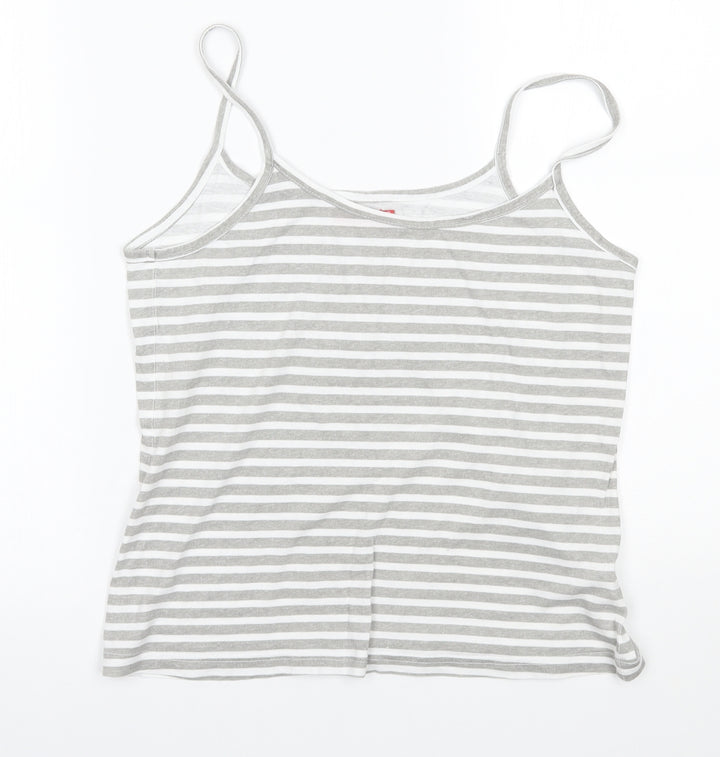 TISSAIA Womens Grey Striped  Basic Tank Size 10