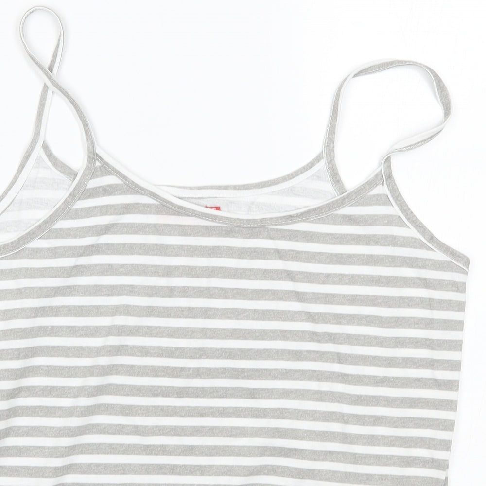 TISSAIA Womens Grey Striped  Basic Tank Size 10