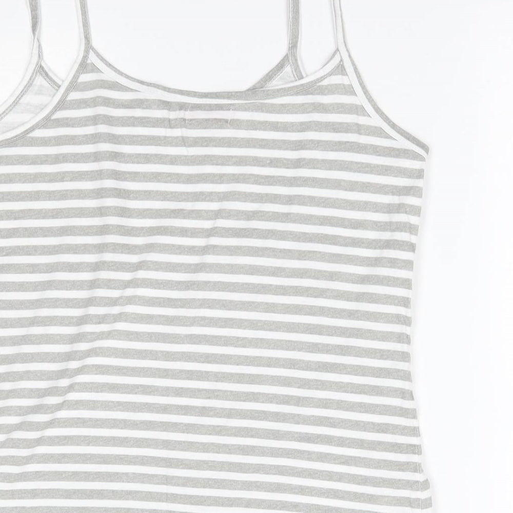 TISSAIA Womens Grey Striped  Basic Tank Size 10