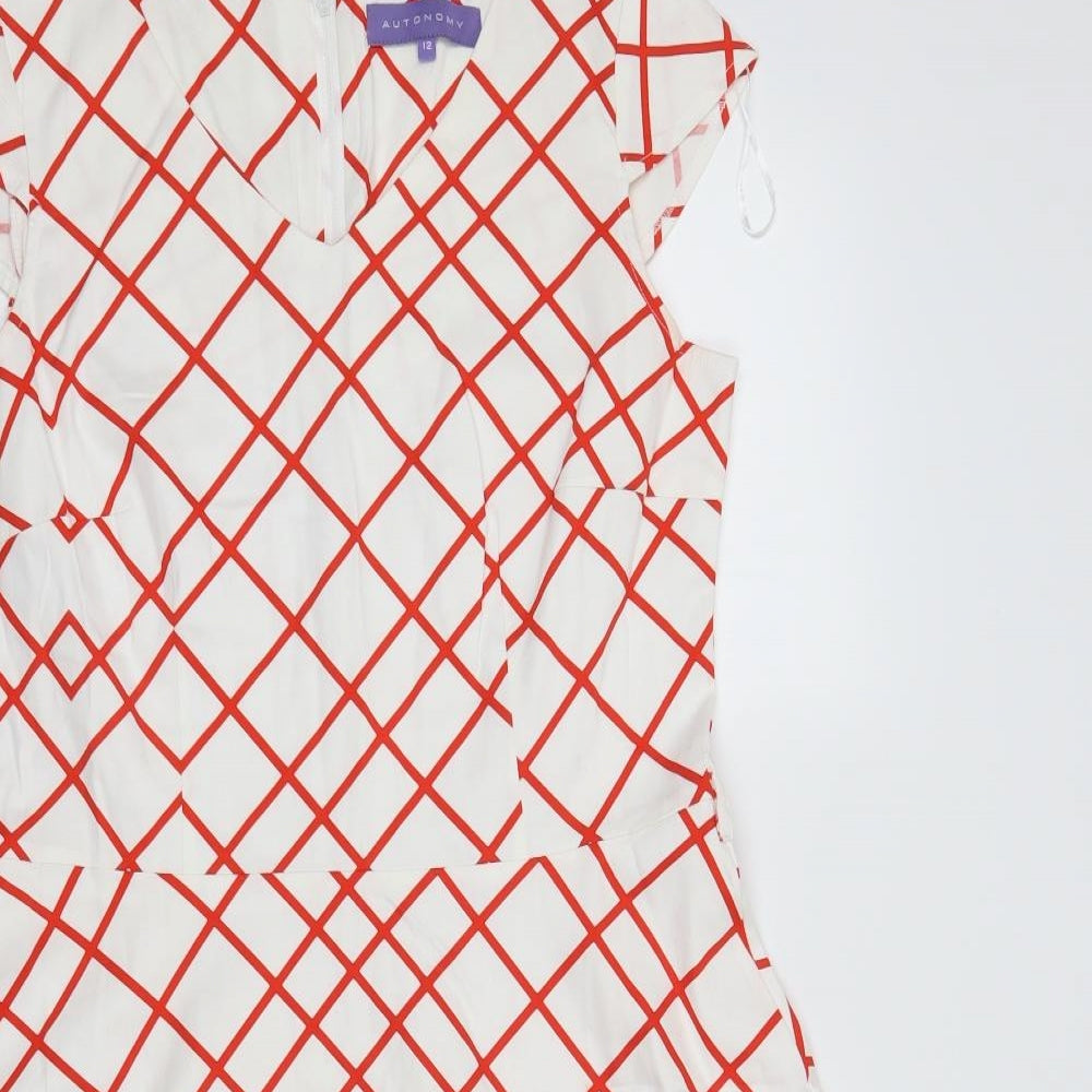 Autonomy Womens White Striped  A-Line  Size 12