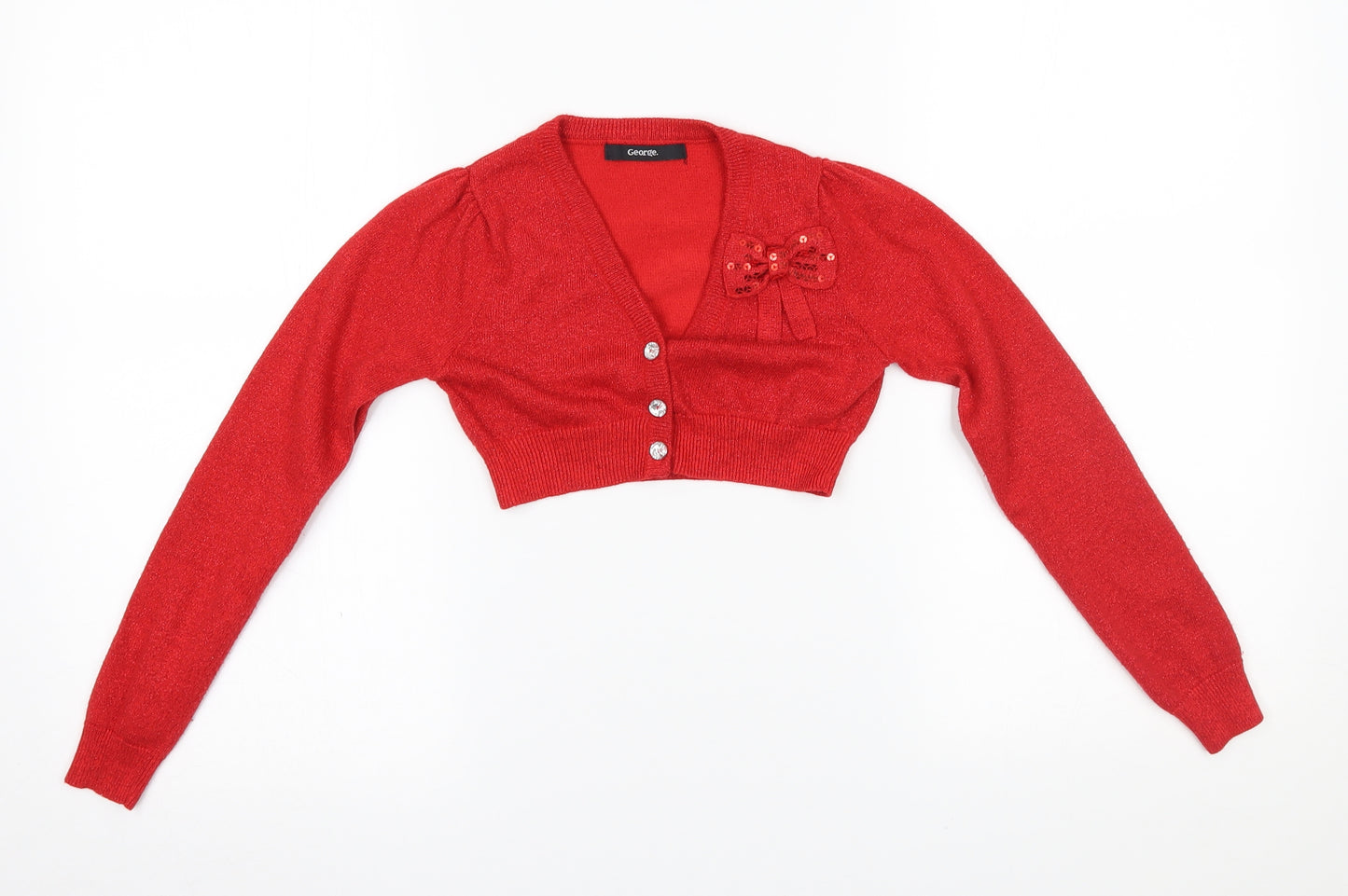 George Girls Red   Cardigan Jumper Size 8-9 Years
