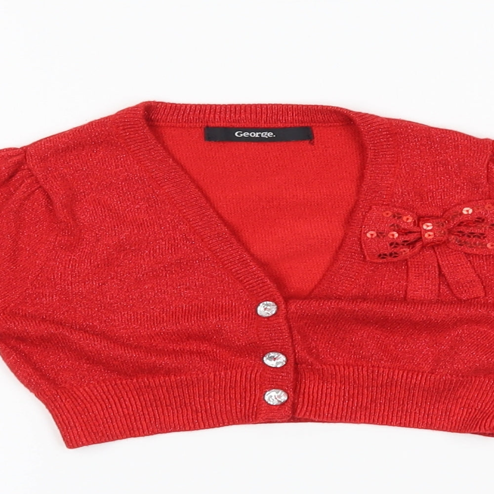 George Girls Red   Cardigan Jumper Size 8-9 Years