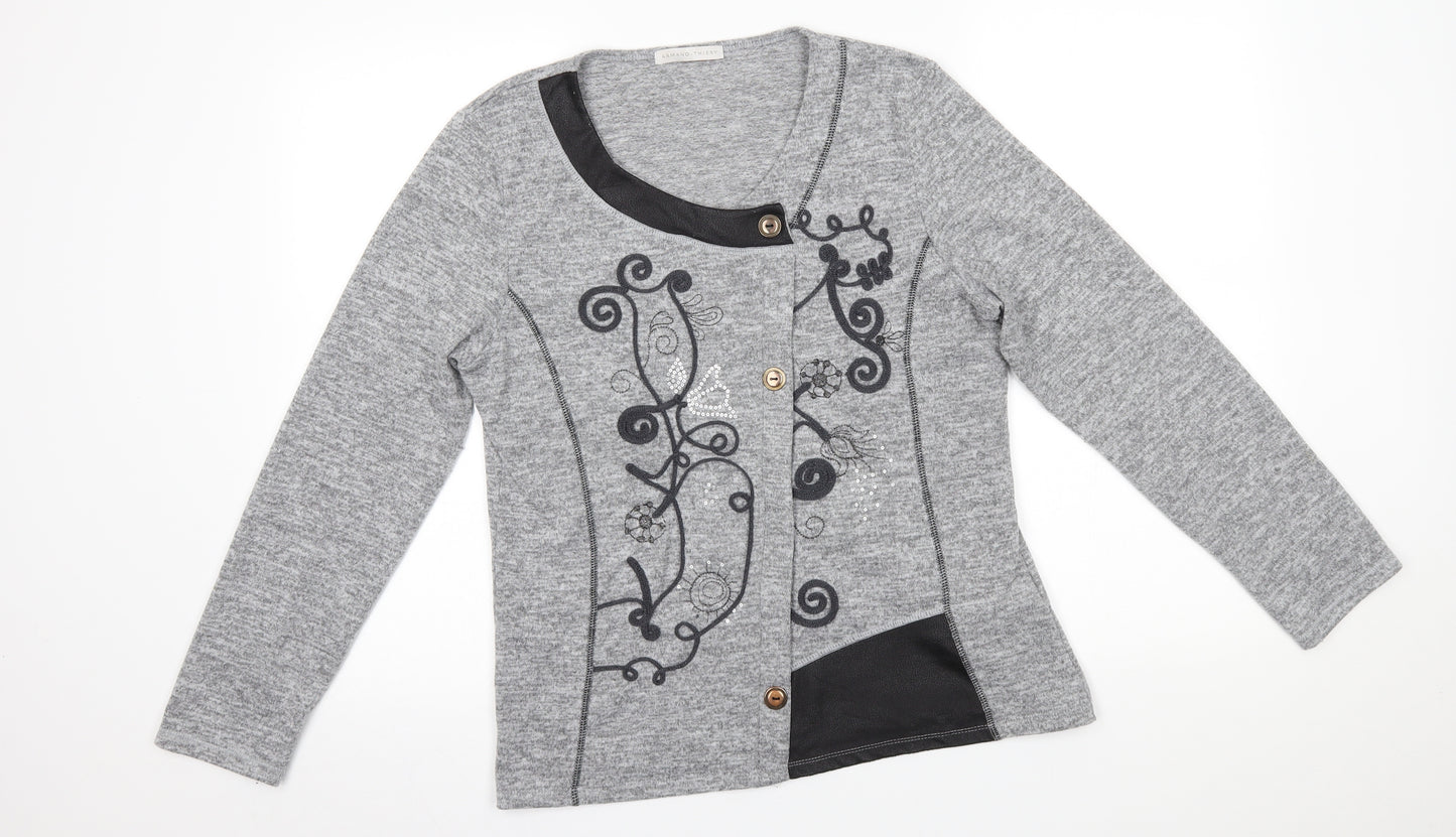 Armand Thiery Womens Grey Floral  Cardigan Jumper One Size