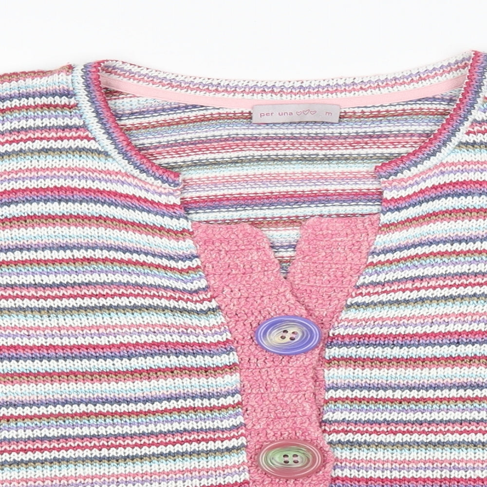 M&S Womens Multicoloured Striped  Cardigan Jumper Size M