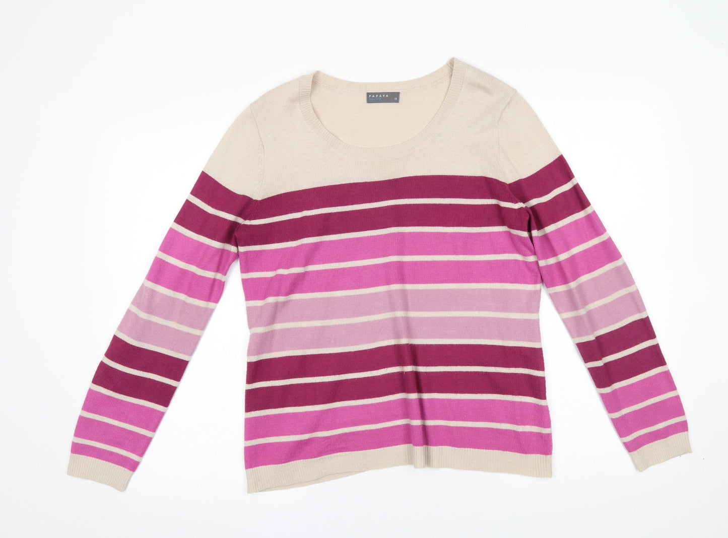 Matalan Womens Pink Striped  Pullover Jumper Size 12