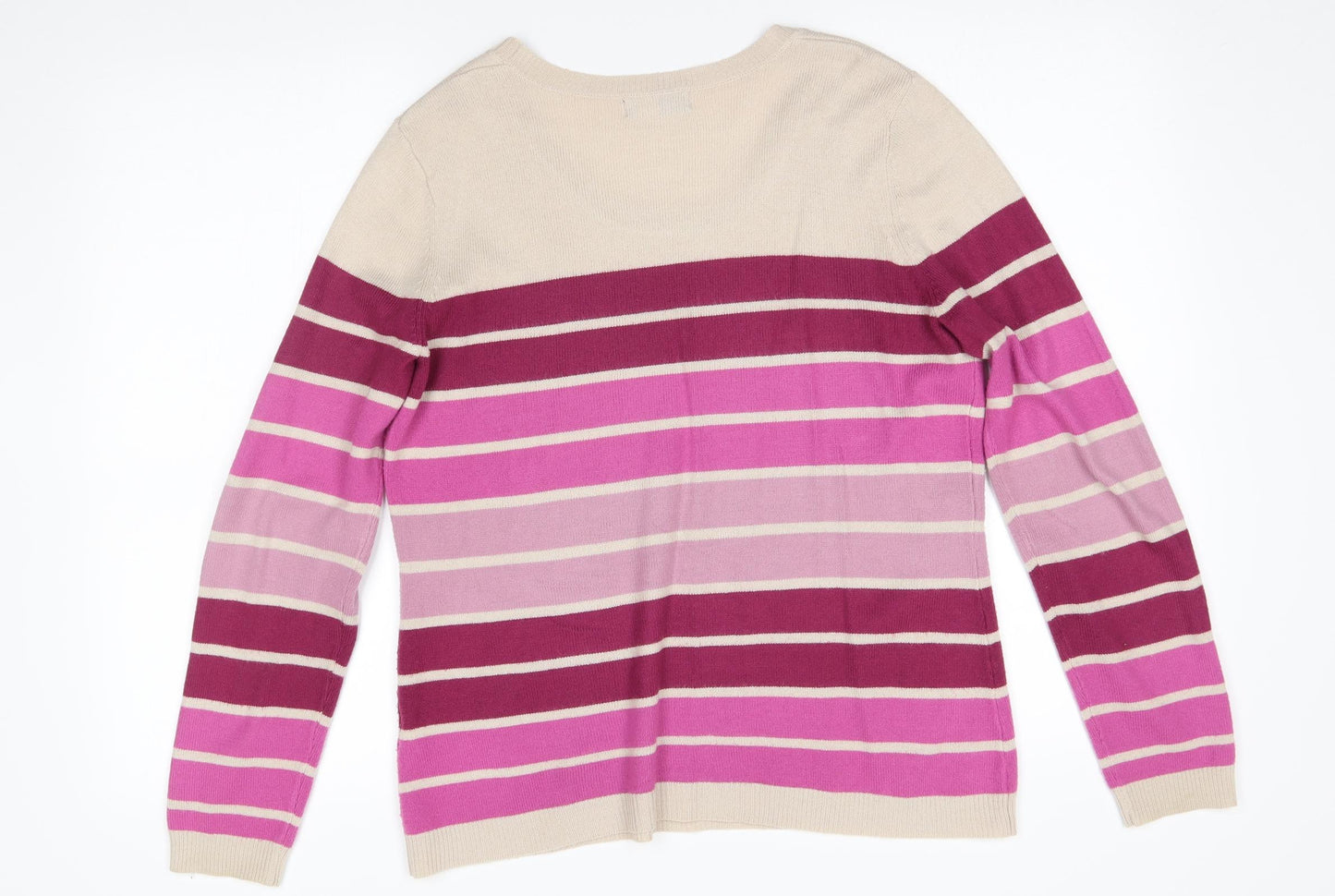 Matalan Womens Pink Striped  Pullover Jumper Size 12