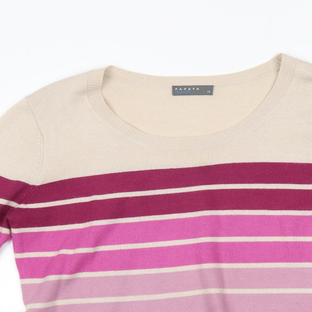 Matalan Womens Pink Striped  Pullover Jumper Size 12