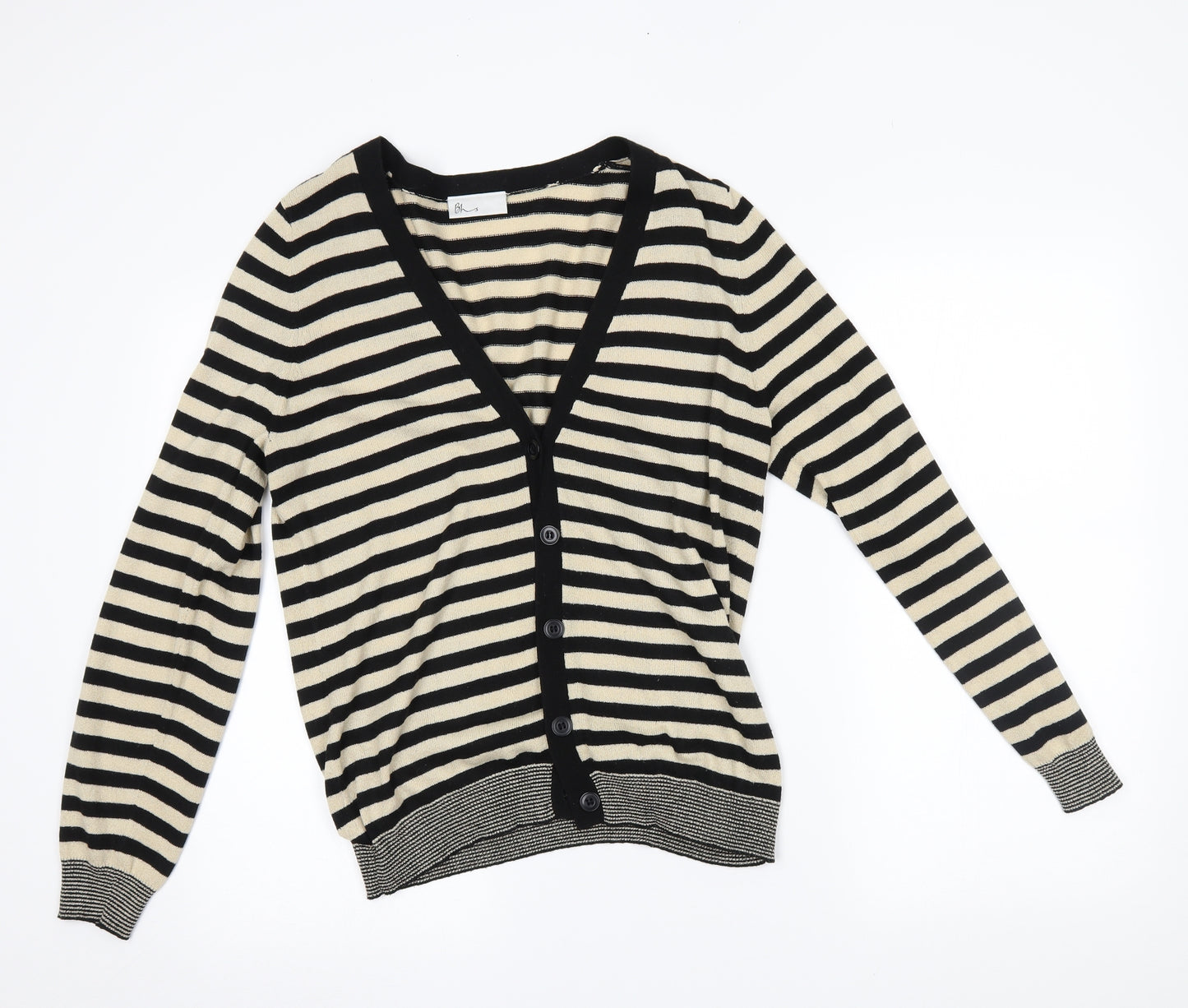 BHS Womens Beige Striped  Cardigan Jumper Size 14