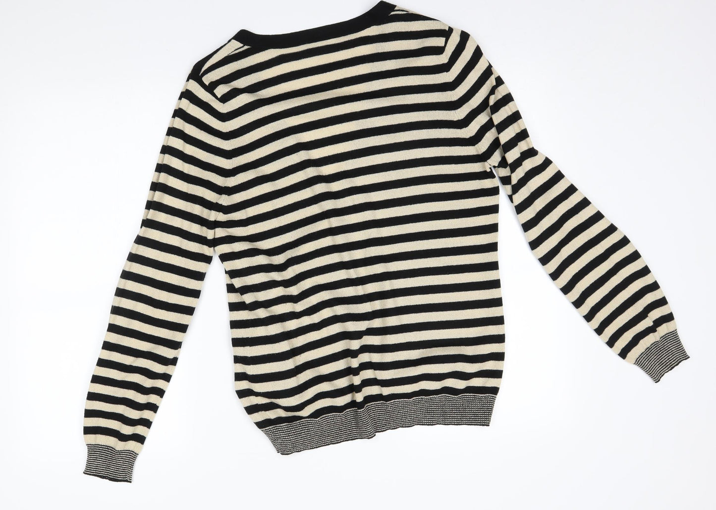 BHS Womens Beige Striped  Cardigan Jumper Size 14