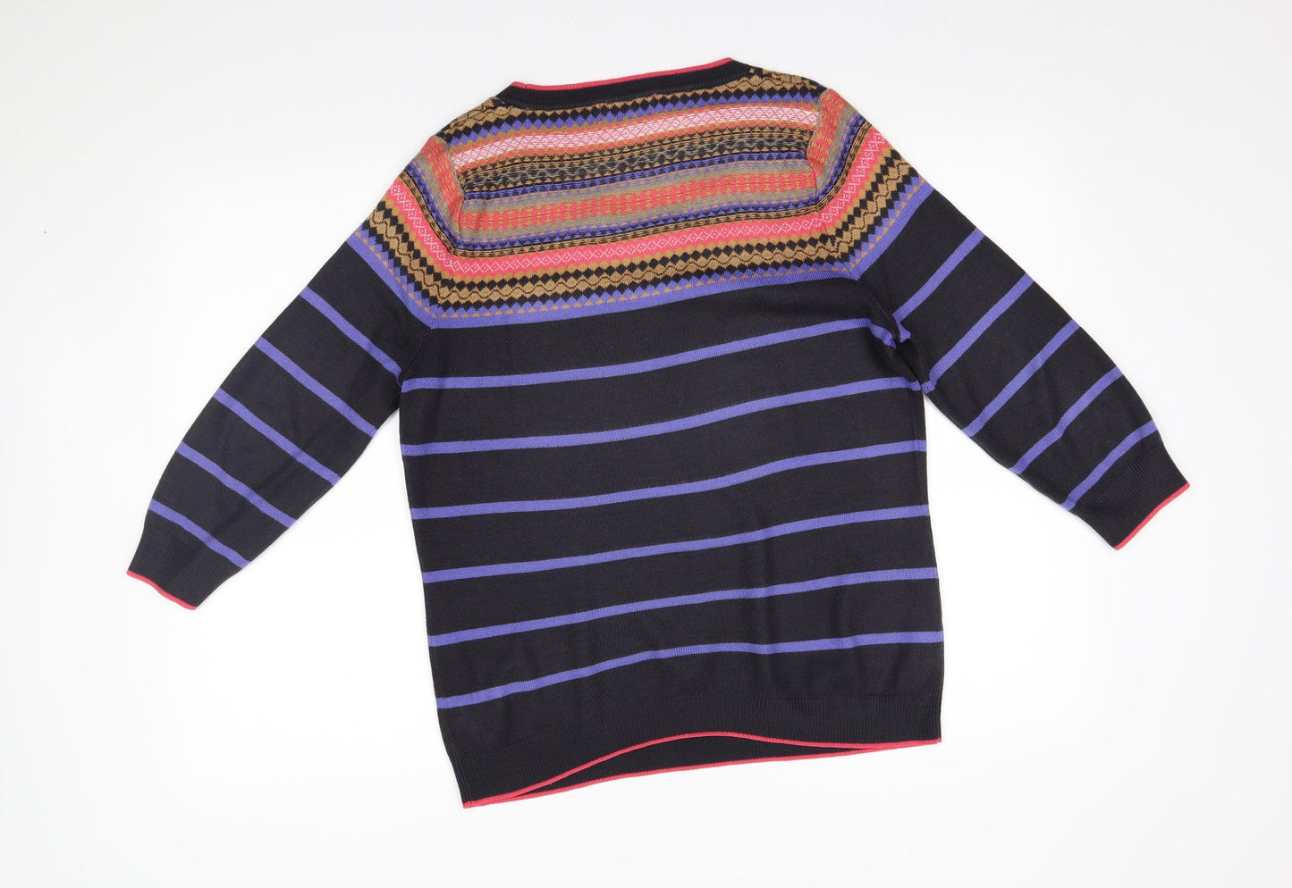 M&S Womens Black Striped  Pullover Jumper Size 14