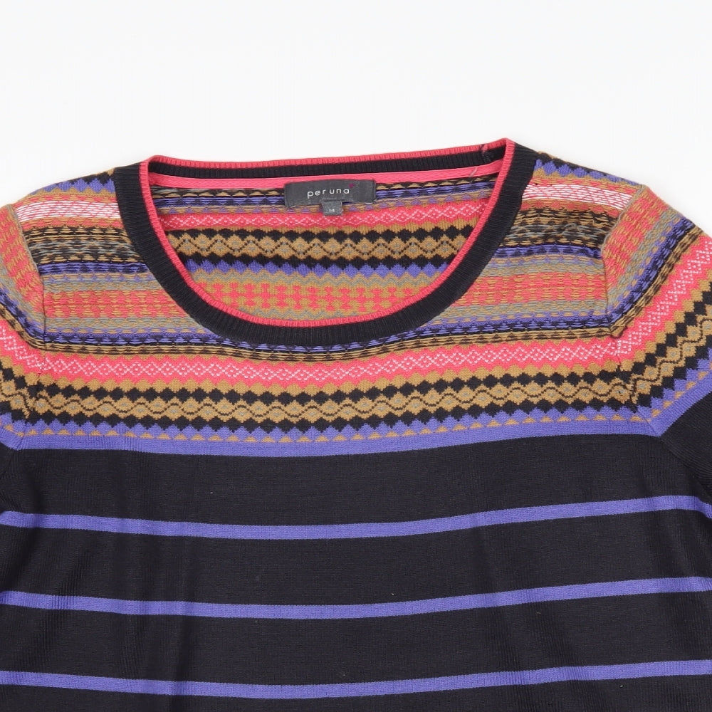 M&S Womens Black Striped  Pullover Jumper Size 14