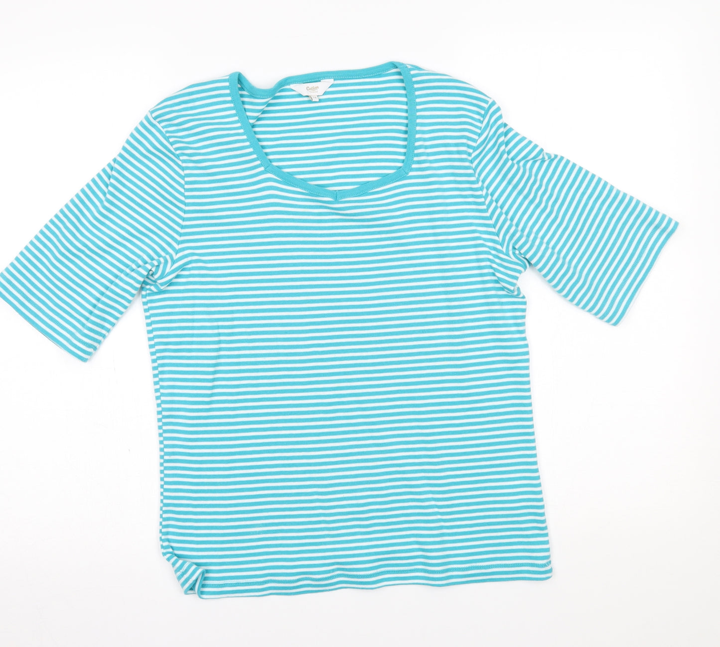 Cotton Traders Womens Blue Striped  Basic T-Shirt Size 12