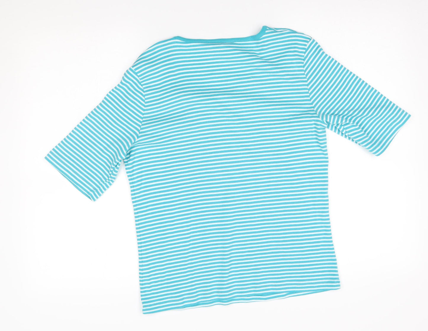 Cotton Traders Womens Blue Striped  Basic T-Shirt Size 12