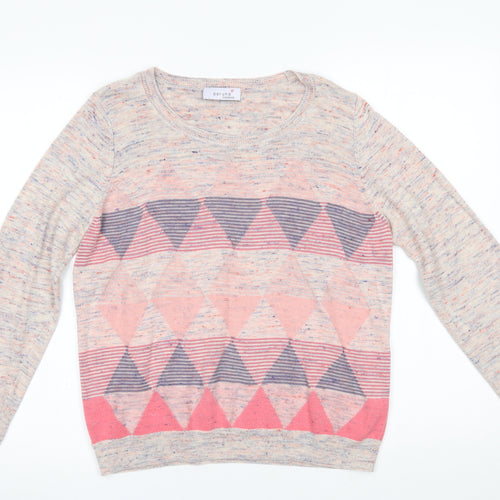 M&S Womens Beige Argyle/Diamond  Pullover Jumper Size 14