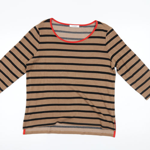 M&S Womens Brown Striped  Pullover Jumper Size 12