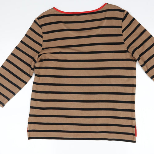 M&S Womens Brown Striped  Pullover Jumper Size 12